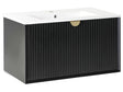 Wall Mounted Vanity Unit with Basin Black Engineered Wood Bathroom Cabinet Storage 80 x 43 cm Modern Design Beliani