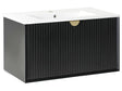 Wall Mounted Vanity Unit with Basin Black Engineered Wood Bathroom Cabinet Storage 80 x 43 cm Modern Design Beliani