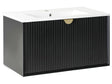Wall Mounted Vanity Unit with Basin Black Engineered Wood Bathroom Cabinet Storage 80 x 43 cm Modern Design Beliani