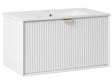 Wall Mounted Vanity Unit with Basin White Engineered Wood Bathroom Cabinet Storage 80 x 43 cm Modern Design Beliani