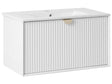 Wall Mounted Vanity Unit with Basin White Engineered Wood Bathroom Cabinet Storage 80 x 43 cm Modern Design Beliani
