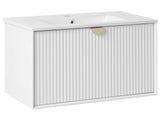 Wall Mounted Vanity Unit with Basin White Engineered Wood Bathroom Cabinet Storage 80 x 43 cm Modern Design Beliani