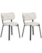 Set of 2 Dining Chairs Light Beige Fabric Upholstery Padded Seat Sleek Metal Legs Beliani