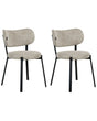 Set of 2 Dining Chairs Beige Fabric Upholstery Padded Seat Sleek Metal Legs Beliani