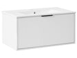Wall Mounted Vanity Unit White Engineered Wood Bathroom Cabinet Ceramic Basin 80 cm Black Handle Modern Design Beliani