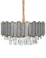 Chandelier Brass Metal and Glass Crystals  46 cm Pendant Lamp Glamour Style Beliani