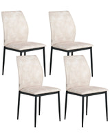 Set of 4 Dining Chairs Light Beige Fabric Upholstery Padded Seat Sleek Metal Legs Beliani