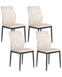 Set of 4 Dining Chairs Light Beige Fabric Upholstery Padded Seat Sleek Metal Legs Beliani