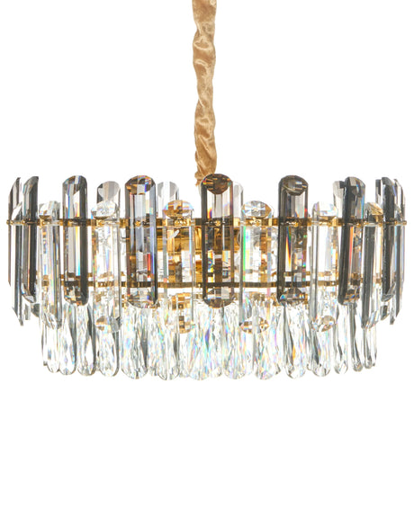 Chandelier Brass Metal and Glass Crystals  48 cm Pendant Lamp Glamour Style Beliani