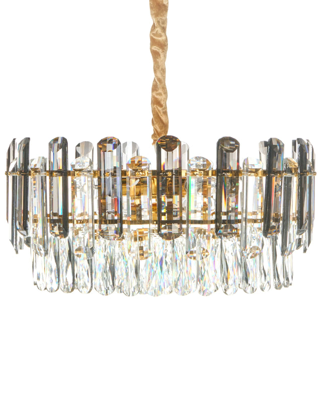 Chandelier Brass Metal and Glass Crystals  48 cm Pendant Lamp Glamour Style Beliani