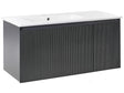 Wall Mounted Vanity Unit with Basin Black Engineered Wood Bathroom Cabinet Storage Ceramic Sink 100 cm Modern Design Beliani