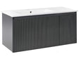 Wall Mounted Vanity Unit with Basin Black Engineered Wood Bathroom Cabinet Storage Ceramic Sink 100 cm Modern Design Beliani