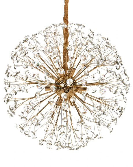 Chandelier Brass Metal and Glass Crystals  60 cm Pendant Lamp Glamour Style Beliani