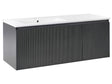 Wall Mounted Vanity Unit with Basin Black Engineered Wood Bathroom Cabinet Storage Ceramic Sink 120 cm Modern Design Beliani