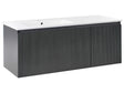 Wall Mounted Vanity Unit with Basin Black Engineered Wood Bathroom Cabinet Storage Ceramic Sink 120 cm Modern Design Beliani