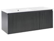 Wall Mounted Vanity Unit with Basin Black Engineered Wood Bathroom Cabinet Storage Ceramic Sink 120 cm Modern Design Beliani