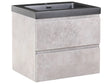 Wall Mounted Vanity Unit with Basin to Bathroom Grey MDF Wood 2 Drawers 60 x 46 cm Modern Beliani