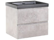 Wall Mounted Vanity Unit with Basin to Bathroom Grey MDF Wood 2 Drawers 60 x 46 cm Modern Beliani