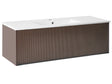 Wall Mounted Vanity Unit with Basin Brown Engineered Wood Bathroom Cabinet Storage Ceramic Sink 120 cm Modern Design Beliani