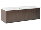 Wall Mounted Vanity Unit with Basin Brown Engineered Wood Bathroom Cabinet Storage Ceramic Sink 120 cm Modern Design Beliani