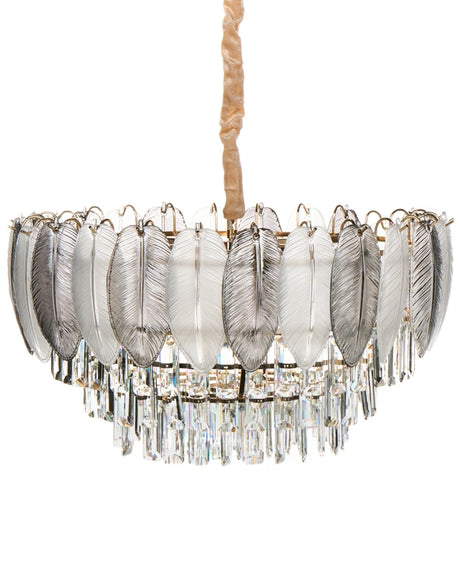 Chandelier Brass Metal and Glass Crystals  50 cm Pendant Lamp Glamour Style Beliani