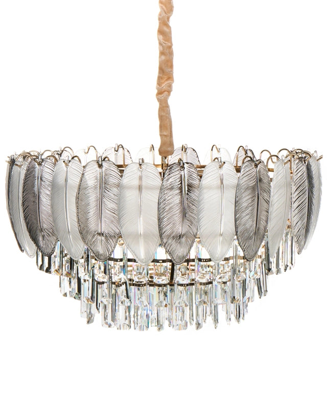 Chandelier Brass Metal and Glass Crystals  50 cm Pendant Lamp Glamour Style Beliani