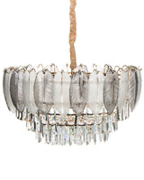 Chandelier Brass Metal and Glass Crystals  50 cm Pendant Lamp Glamour Style Beliani