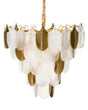 Chandelier Brass Metal and Glass Crystals  46 cm Pendant Lamp Glamour Style Beliani