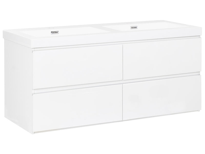 Wall Mounted Vanity Unit with Basin to Bathroom White MDF Wood 4 Drawers 120 x 46 cm Modern Beliani