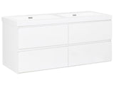 Wall Mounted Vanity Unit with Basin to Bathroom White MDF Wood 4 Drawers 120 x 46 cm Modern Beliani