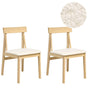 Set of 2 Dining Chairs Light Brown Rubberwood Frame Light Beige Boucle Seat Armless Retro Design Beliani