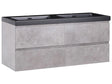Wall Mounted Vanity Unit with Basin to Bathroom Grey MDF Wood 4 Drawers 120 x 46 cm Modern Beliani