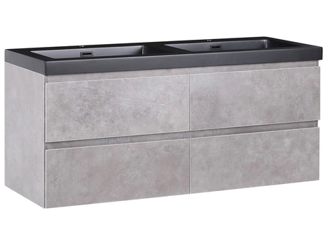 Wall Mounted Vanity Unit with Basin to Bathroom Grey MDF Wood 4 Drawers 120 x 46 cm Modern Beliani
