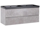 Wall Mounted Vanity Unit with Basin to Bathroom Grey MDF Wood 4 Drawers 120 x 46 cm Modern Beliani