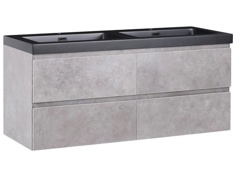 Wall Mounted Vanity Unit with Basin to Bathroom Grey MDF Wood 4 Drawers 120 x 46 cm Modern Beliani