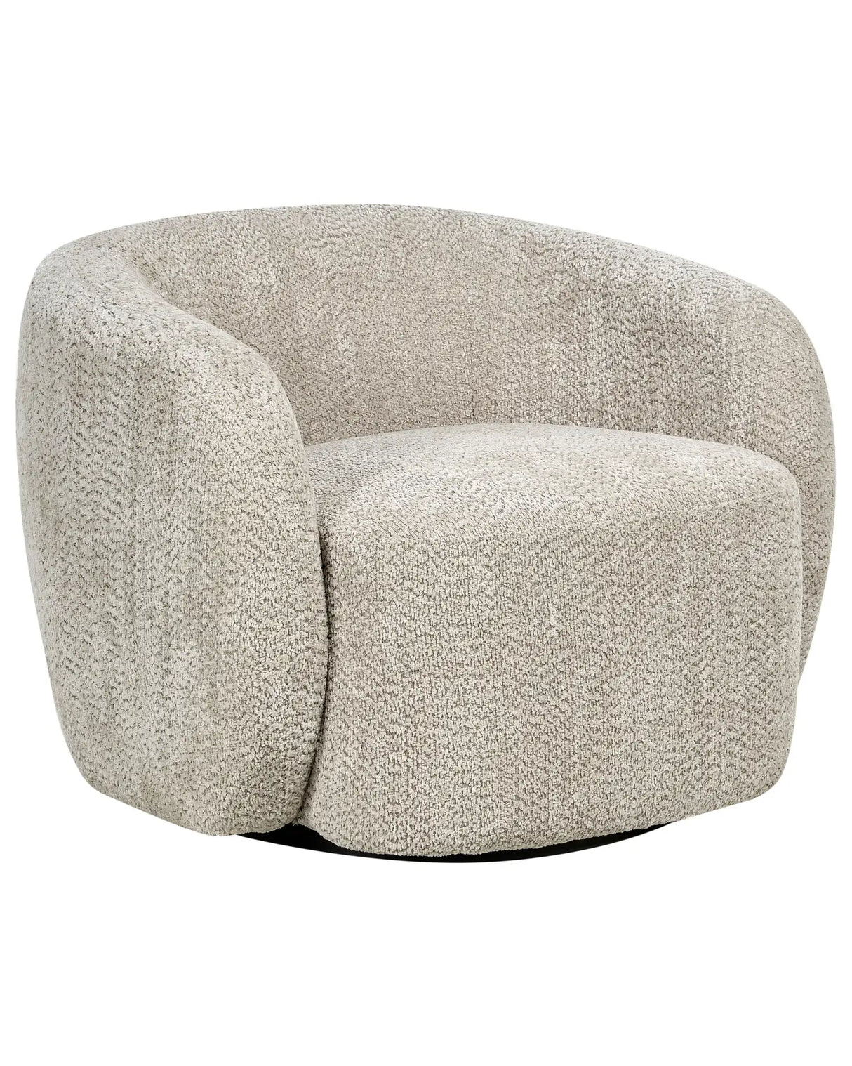 Swivel Armchair Beige Polyester Upholstery with Armrests Wide Seat Living Room Modern Beliani