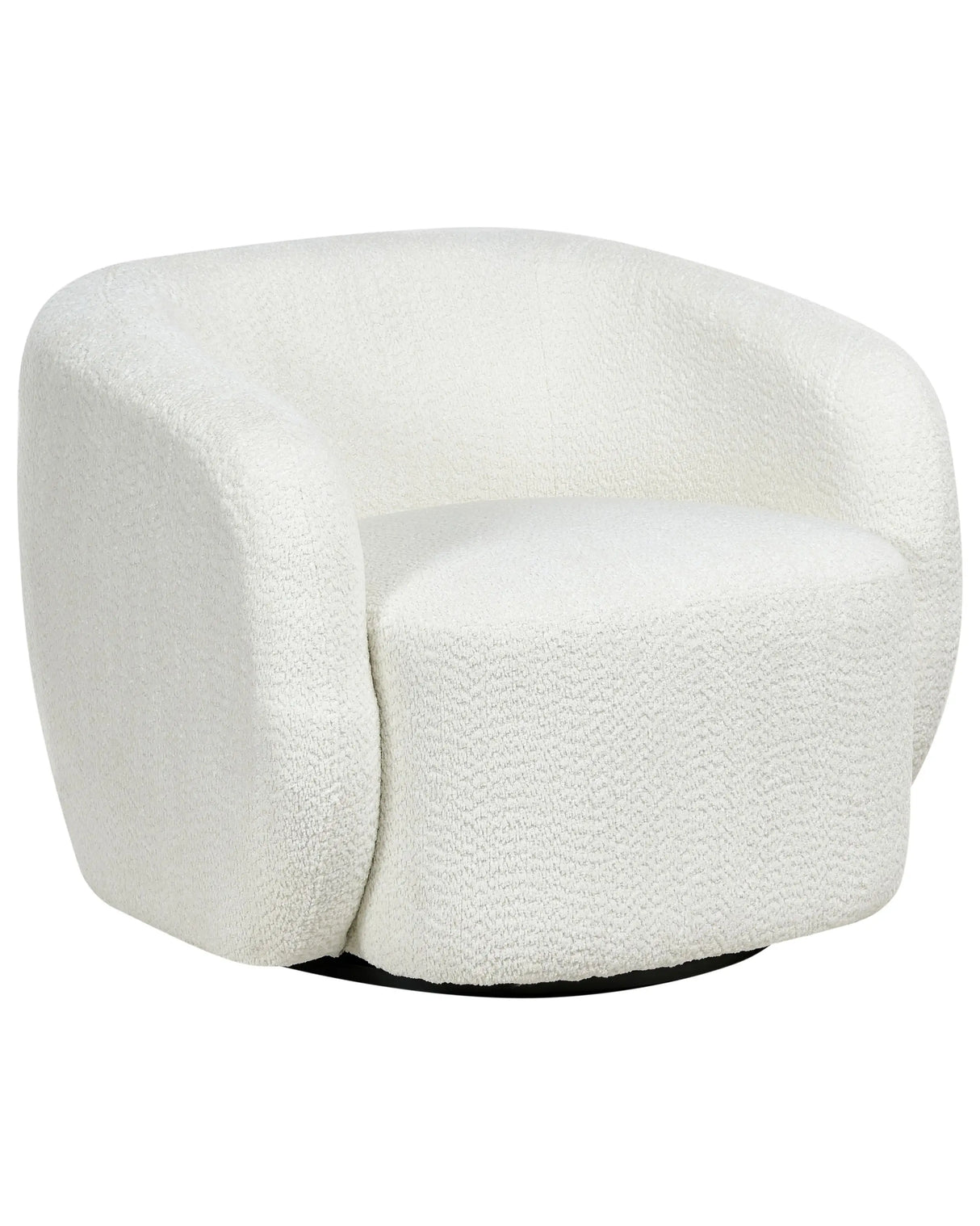 Swivel Armchair Light Beige Polyester Upholstery with Armrests Wide Seat Living Room Modern Beliani