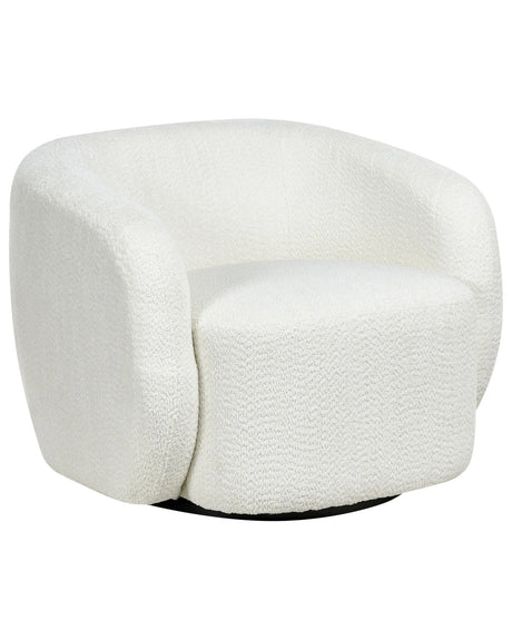 Swivel Armchair Light Beige Polyester Upholstery with Armrests Wide Seat Living Room Modern Beliani