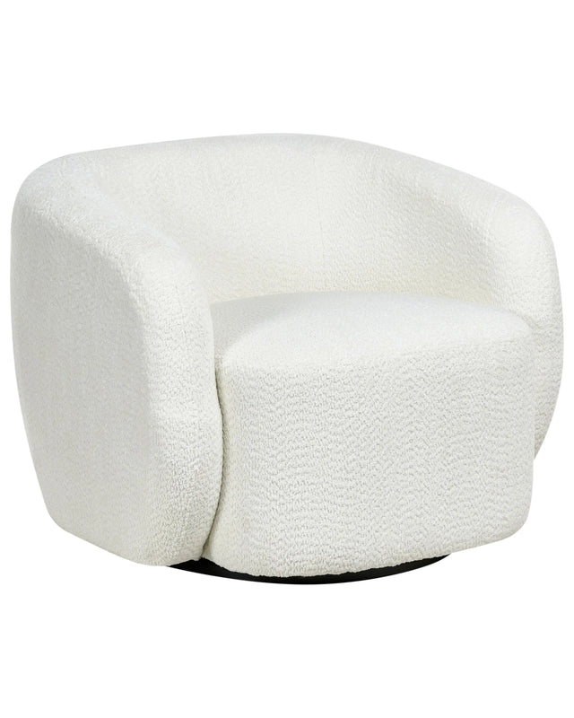 Swivel Armchair Light Beige Polyester Upholstery with Armrests Wide Seat Living Room Modern Beliani