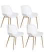 Set of 4 Dining Chairs White Synthetical Material Frame Iron Wood Looks Like Legs Dining Room Beliani