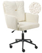 Office Chair Off-White Boucle Polyester Fabric Black Metal Frame Upholstered Swivel Function Adjustable Office Furniture Beliani