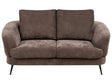 2 Seater Sofa Dark Brown Chenille Upholstery Iron Black Legs with Armrests Living Room Reading Corner Traditional Style Beliani