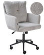 Office Chair Grey Boucle Polyester Fabric Black Metal Frame Upholstered Swivel Function Adjustable Office Furniture Beliani