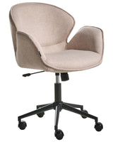 Office Chair Taupe Polyester Fabric Black Metal Frame Upholstered Swivel Function Adjustable Office Furniture Beliani