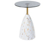 Side Table White and Black Metal Tempered Glass Top Marble Effect Small Coffee Table End Table Glamour Style Beliani