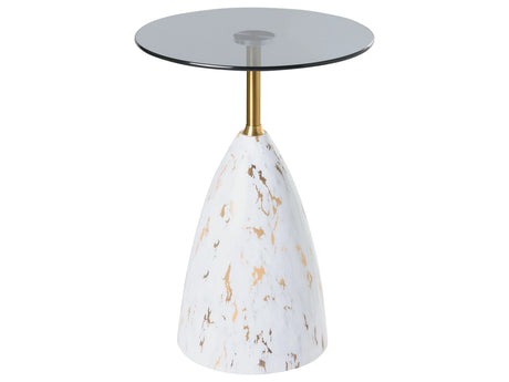 Side Table White and Black Metal Tempered Glass Top Marble Effect Small Coffee Table End Table Glamour Style Beliani