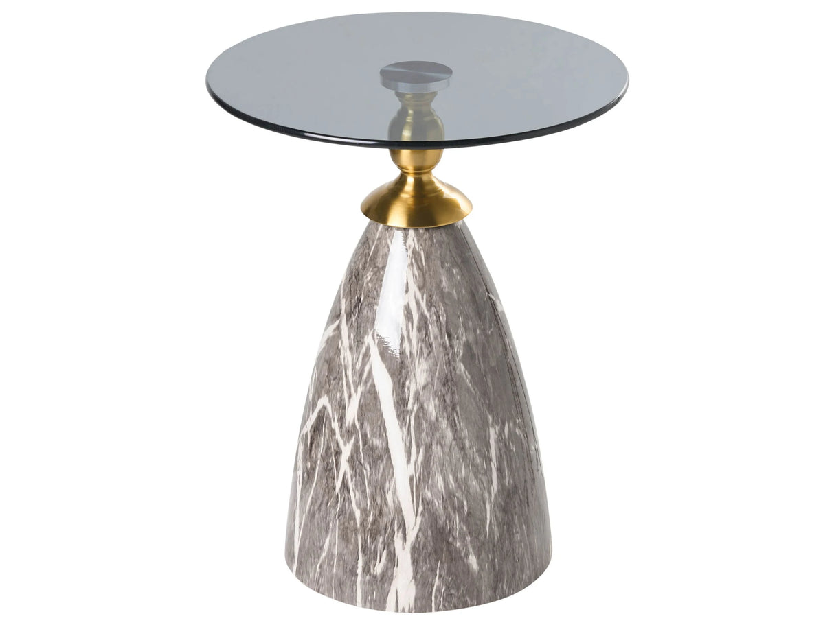 Side Table Black Metal Tempered Glass Top Marble Effect Small Coffee Table End Table Glamour Style Beliani