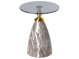Side Table Black Metal Tempered Glass Top Marble Effect Small Coffee Table End Table Glamour Style Beliani