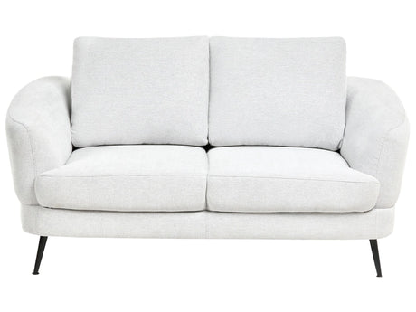 2 Seater Sofa Off-White Fabric Upholstery Iron Black Legs with Armrests Living Room Reading Corner Modern Style Beliani