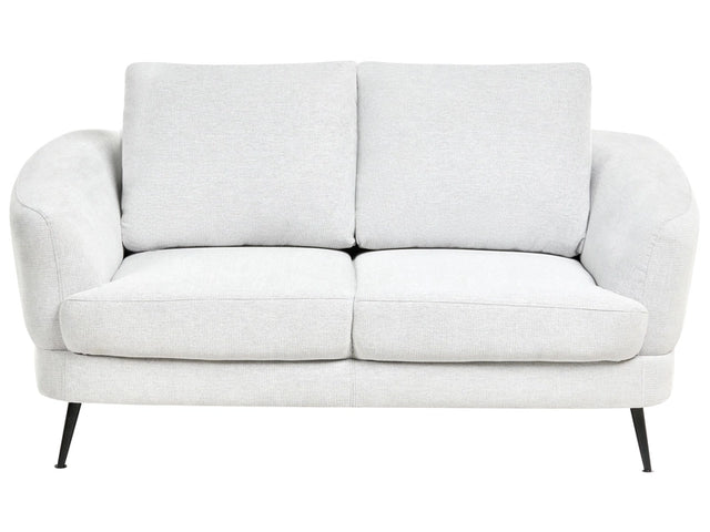 2 Seater Sofa Off-White Fabric Upholstery Iron Black Legs with Armrests Living Room Reading Corner Modern Style Beliani